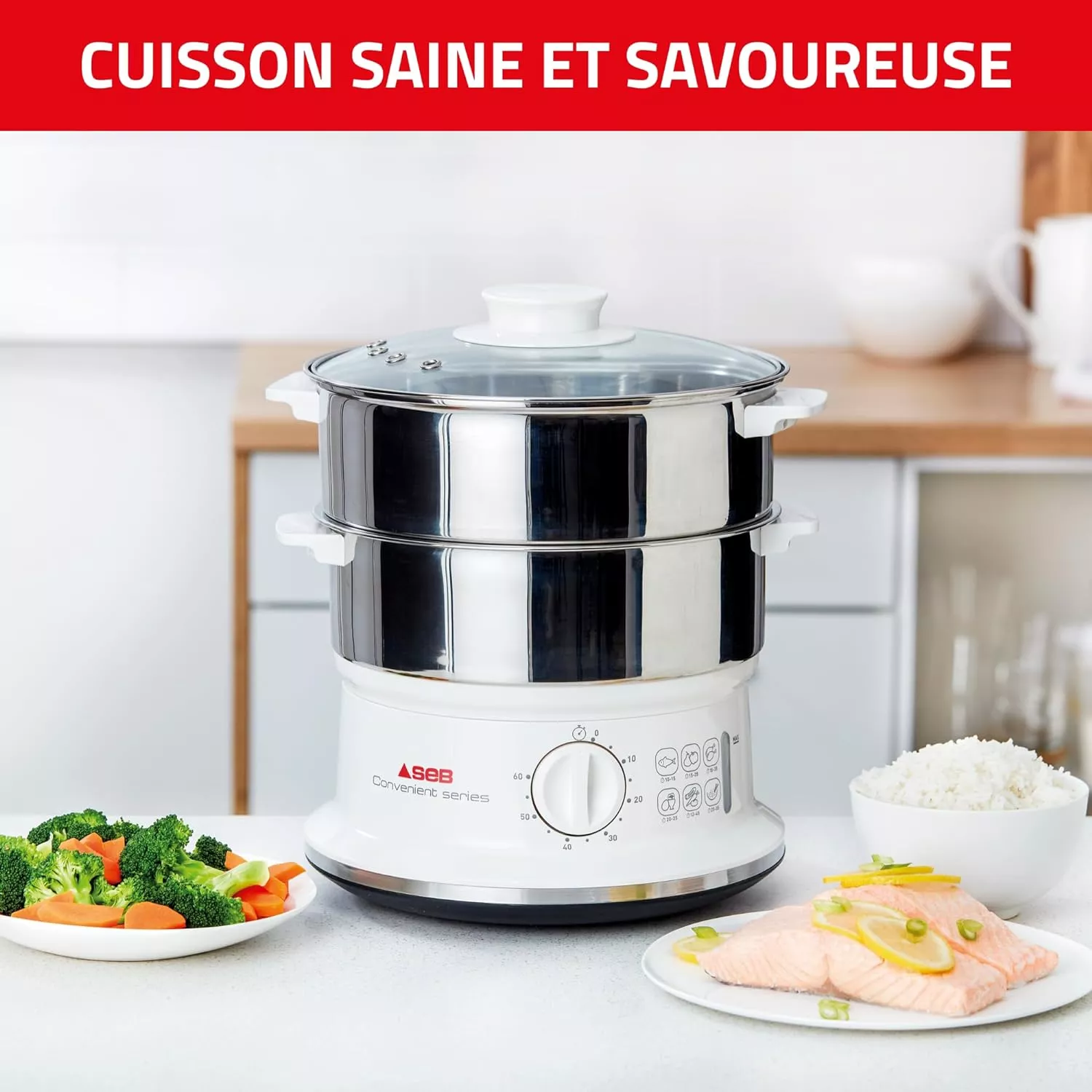 VC145100 CUISEUR VAPEUR SEB CONVENIENT 6L INOX 600W - 3