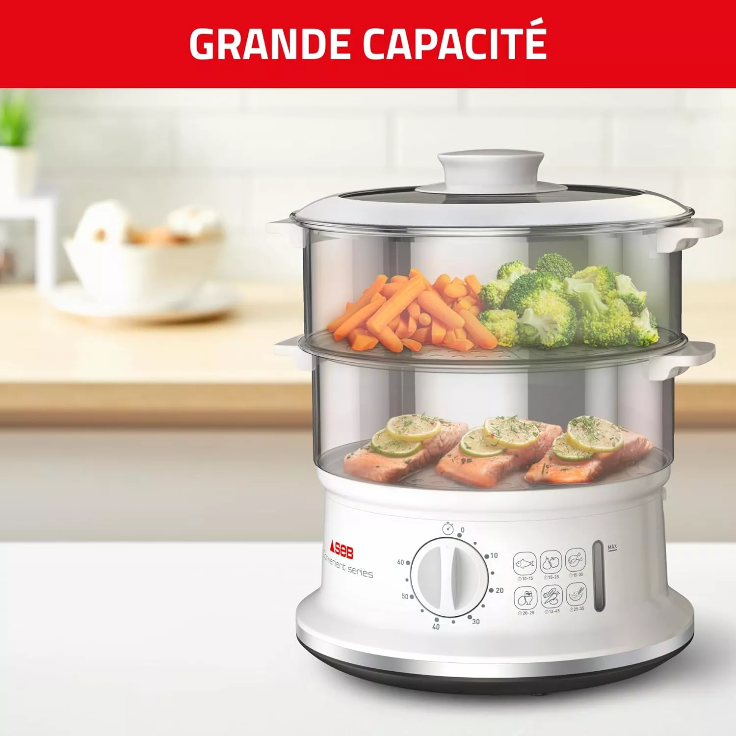 VC145100 CUISEUR VAPEUR SEB CONVENIENT 6L INOX 600W - 2