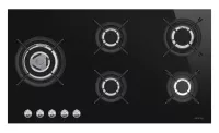 PLAQUE SMEG CLASSICA 90 CM EN VERRE NOIR 5 FEUX