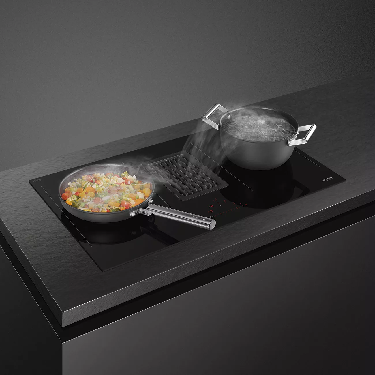 HOBD482D PLAQUE SMEG UNIVERSEL 80CM INDUCTION VERRE + Hotte - 2