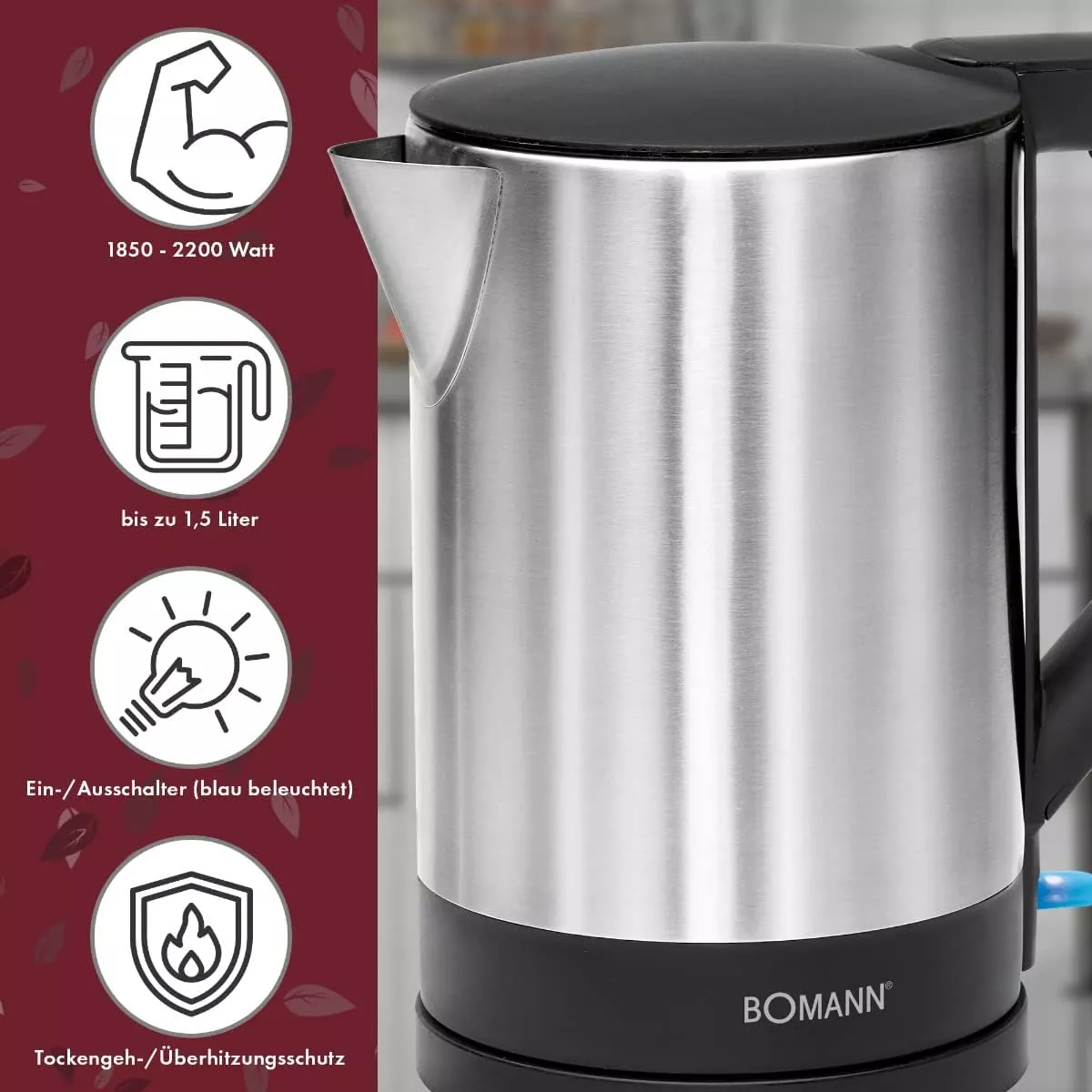 WKS3002CB BOUILLOIRE BOMANN 1.5L 2200W - 3