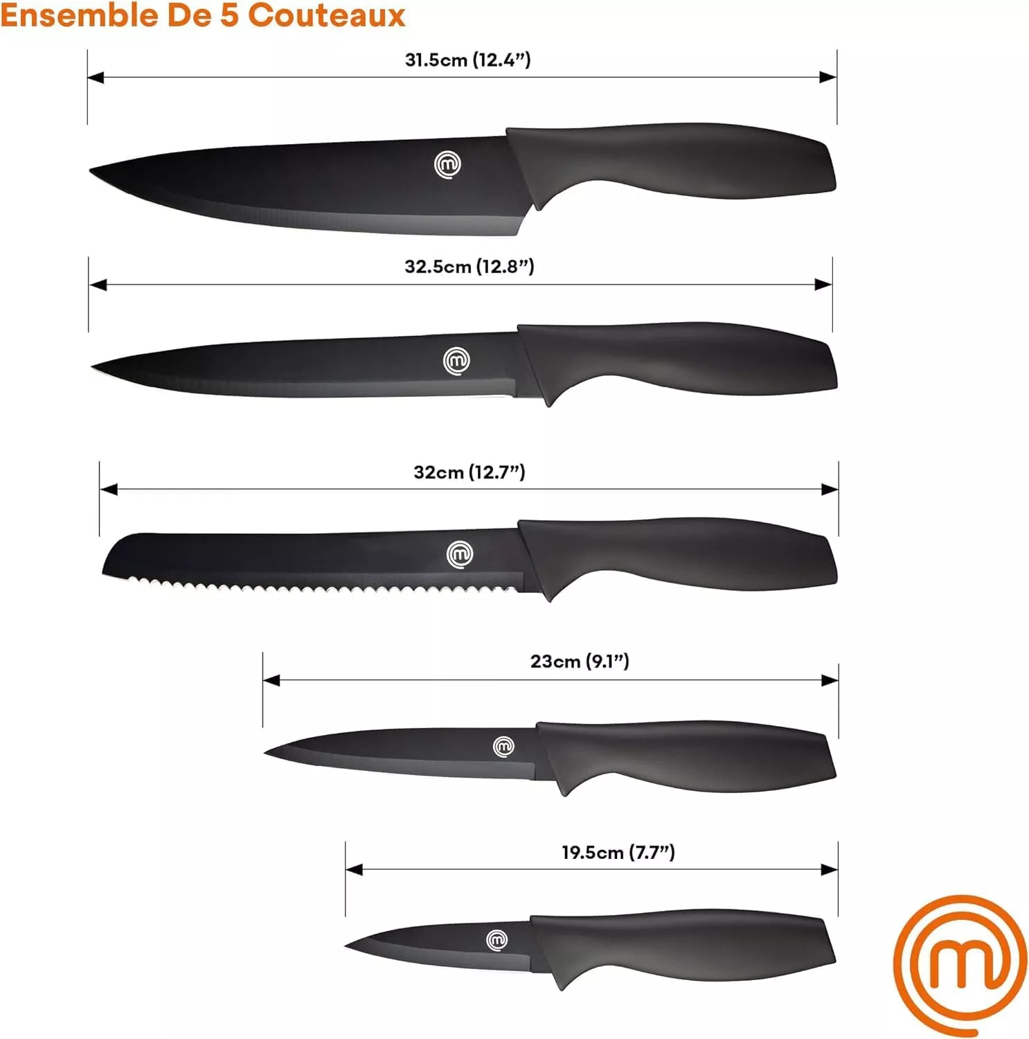 KF-SET5 SERIE DE COUTEAUX MASTER CHEF 5 PIECE NOIR - 1