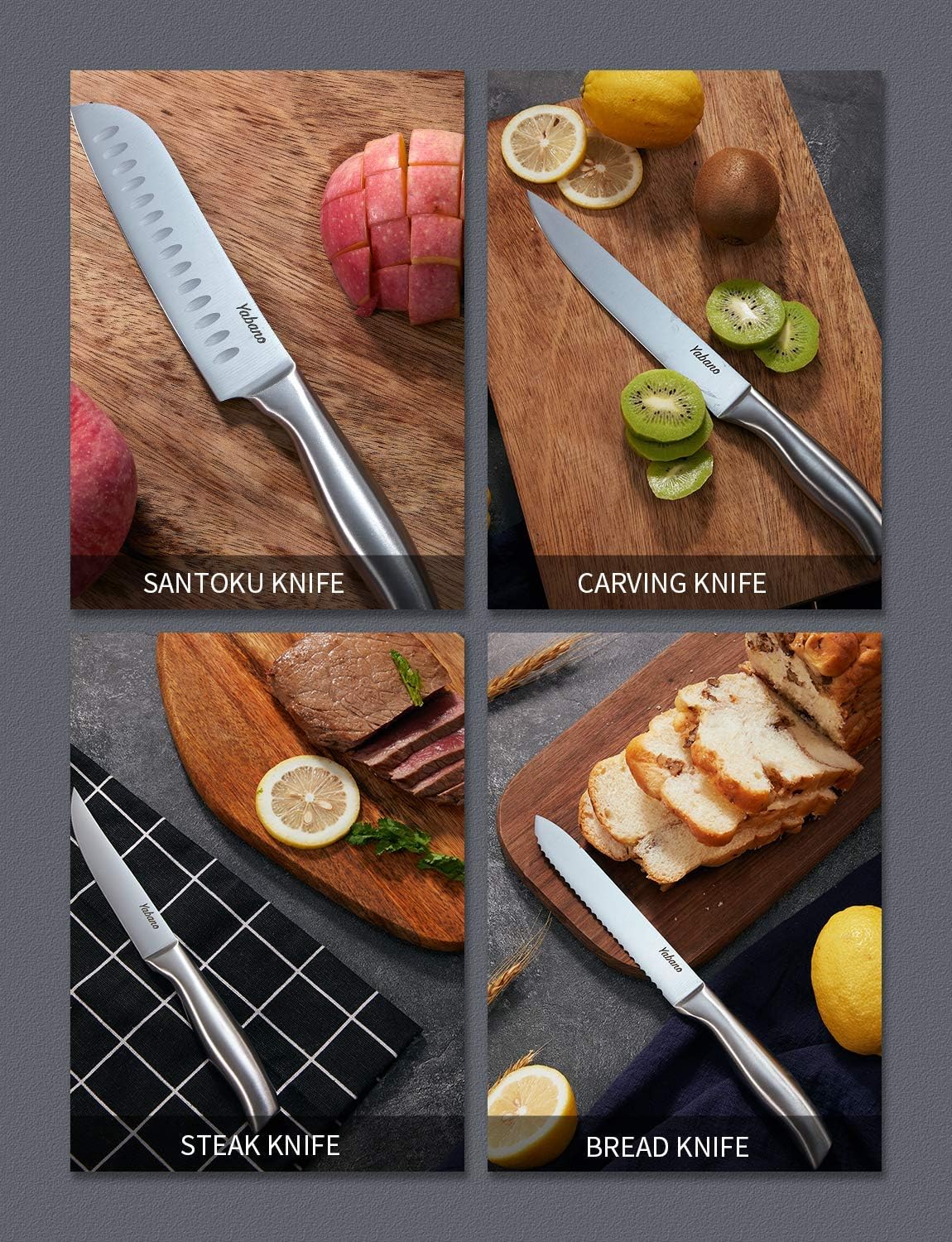 KF-H8002 SERIE DE COUTEAUX DEIK 16 PIECES INOX AVEC SUPPORT - 5