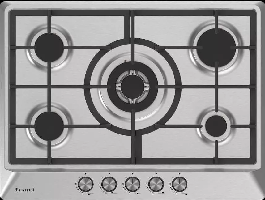 NTE75GSWF5 PLAQUE NARDI 5 FEUX GAZ INOX FONTE 70CM - 0
