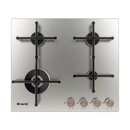 NTE64GSWF7 PLAQUE NARDI Gaz 60CM 4 FEUX INOX Fonte - 0