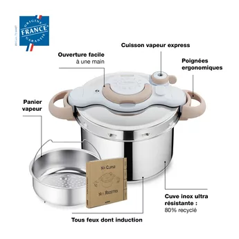 P4620690 COCOTTE SEB CLIPSO MINUTE ECO RESPECT 4.5 L BEIGE - 1