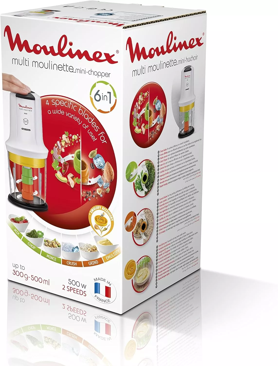 AT723110 mini hachoir Moulinex xxl 6 en 1 500W 4 lames - 6