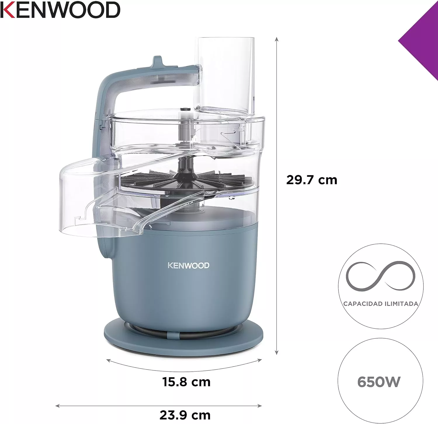 FDP22.000GY mini robot kenwood 650W NEW Bol1.3L gris - 9