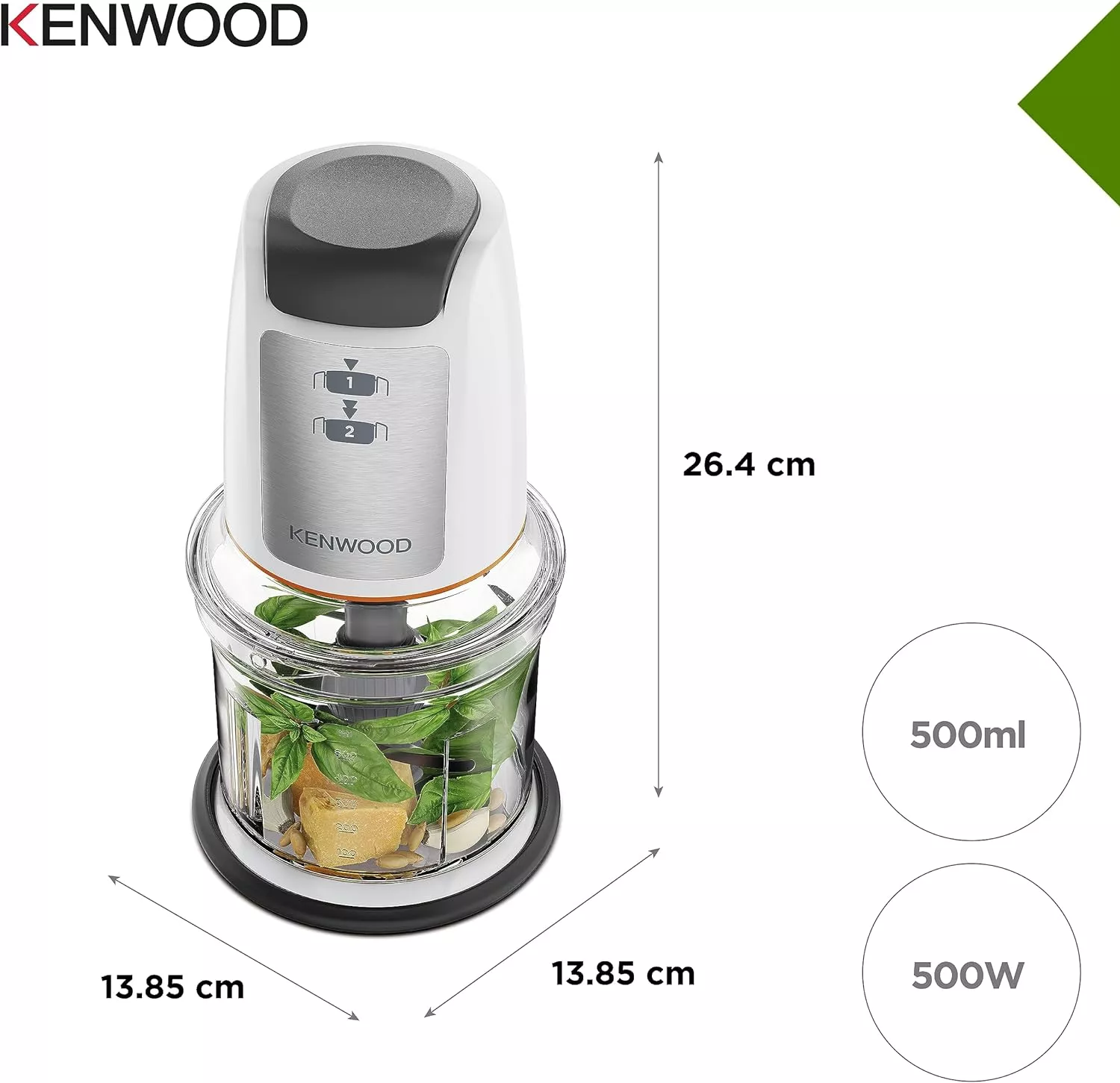 CHP61.100WH mini achoire kenwood inox 500 w 4 lames - 7