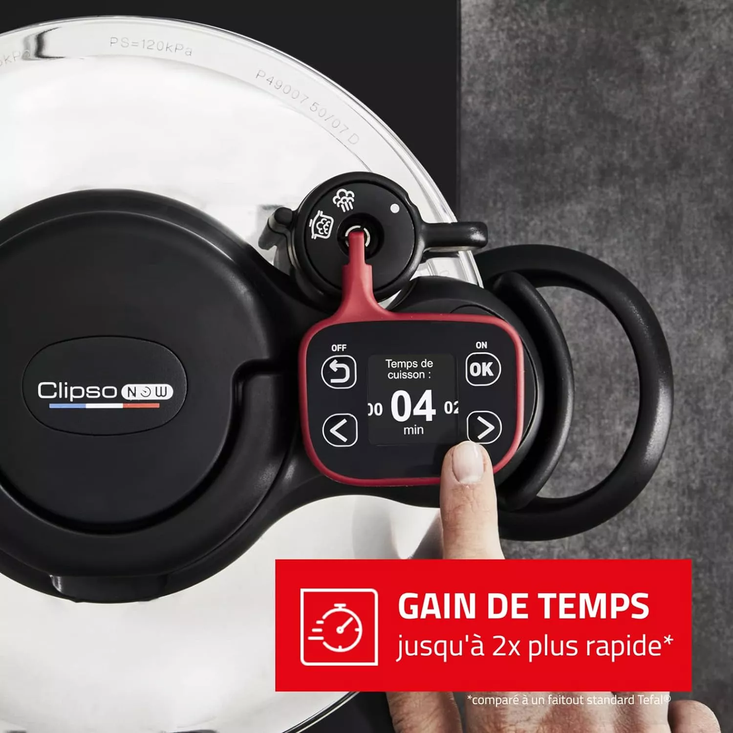 P4900750 cocotte clipso NOW + 6L rouge Minuteur intelligent - 3