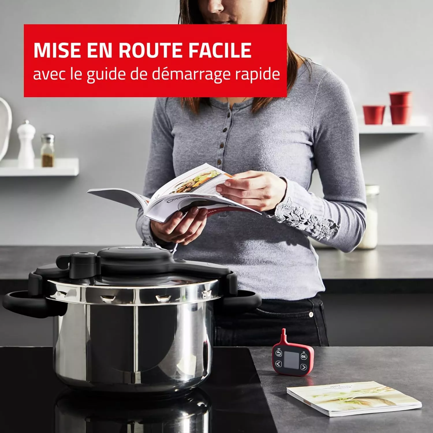 P4900750 cocotte clipso NOW + 6L rouge Minuteur intelligent - 6