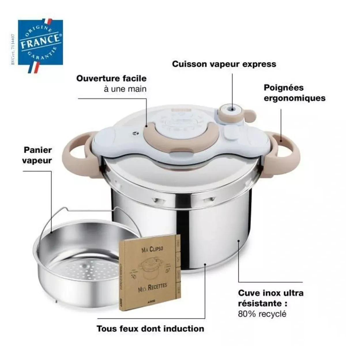 P4624871 COCOTTE CLIPSO Seb 7.5L MINUT ECO RESPECT BEIGE - 3