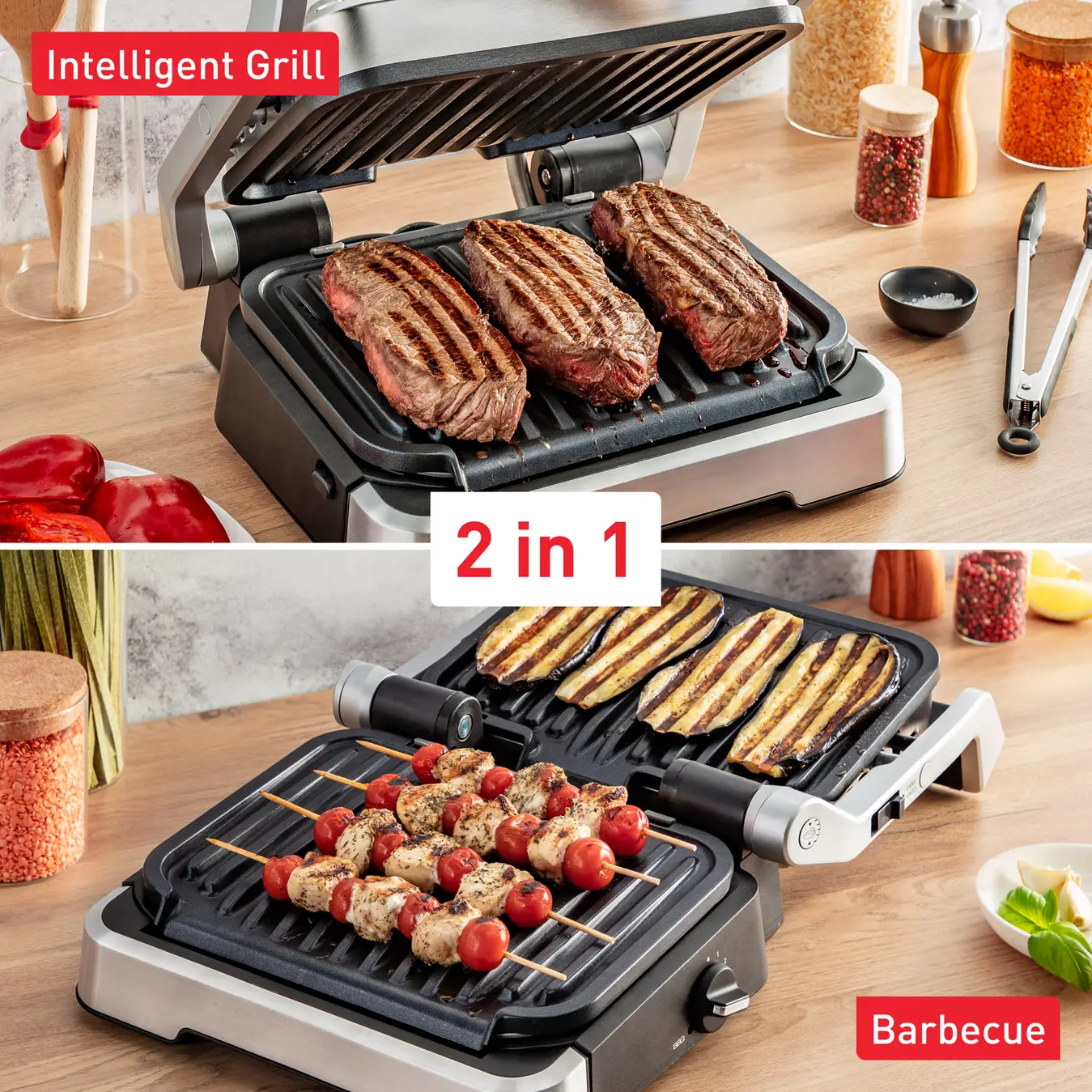 GC772D10 Tefal OptiGrill 2-en-1 Grill & Barbecue 2100w 180° - 3