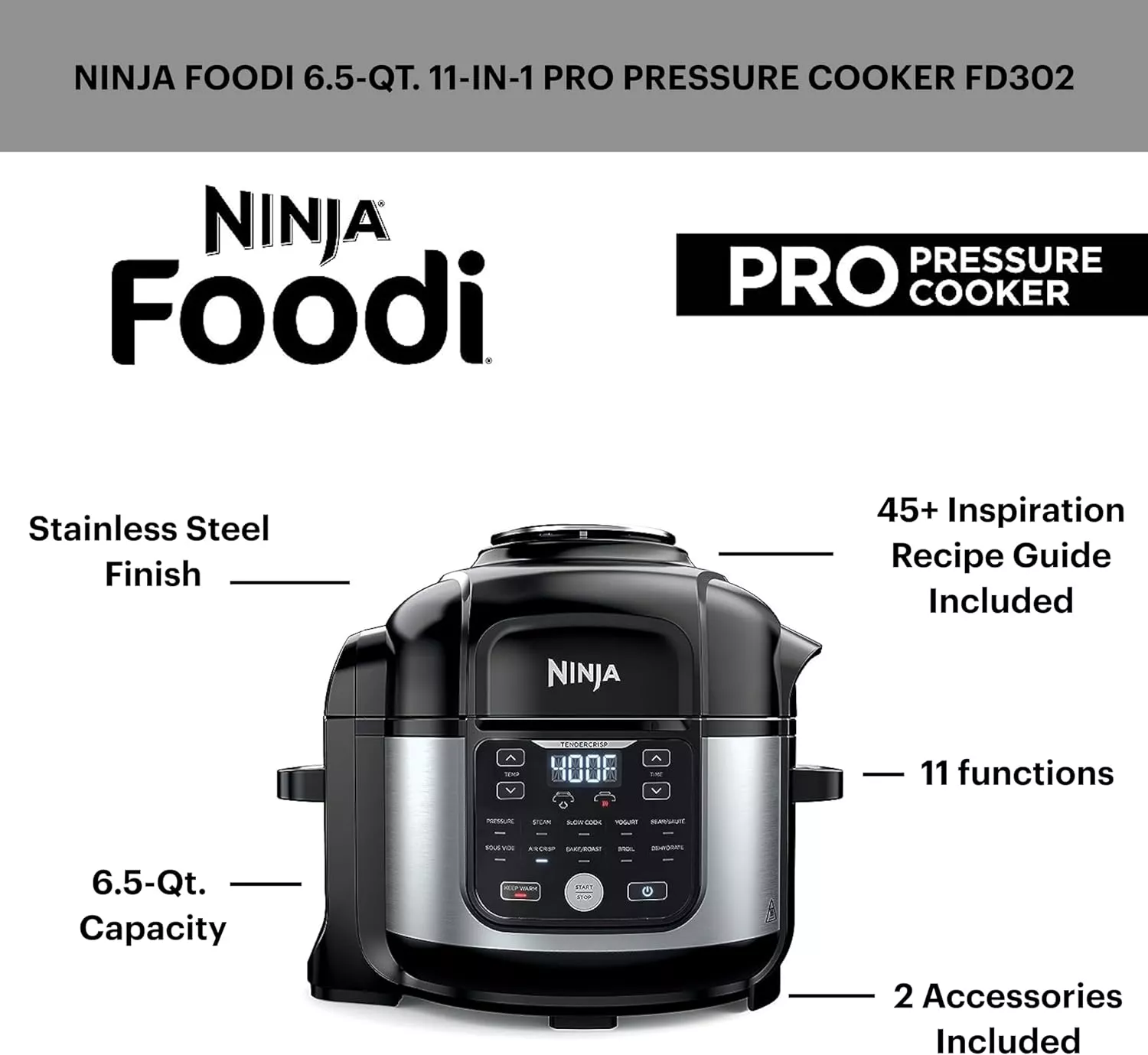 FD302 Ninja Foodi Air Fryer Pressure Cooker Combo - 1