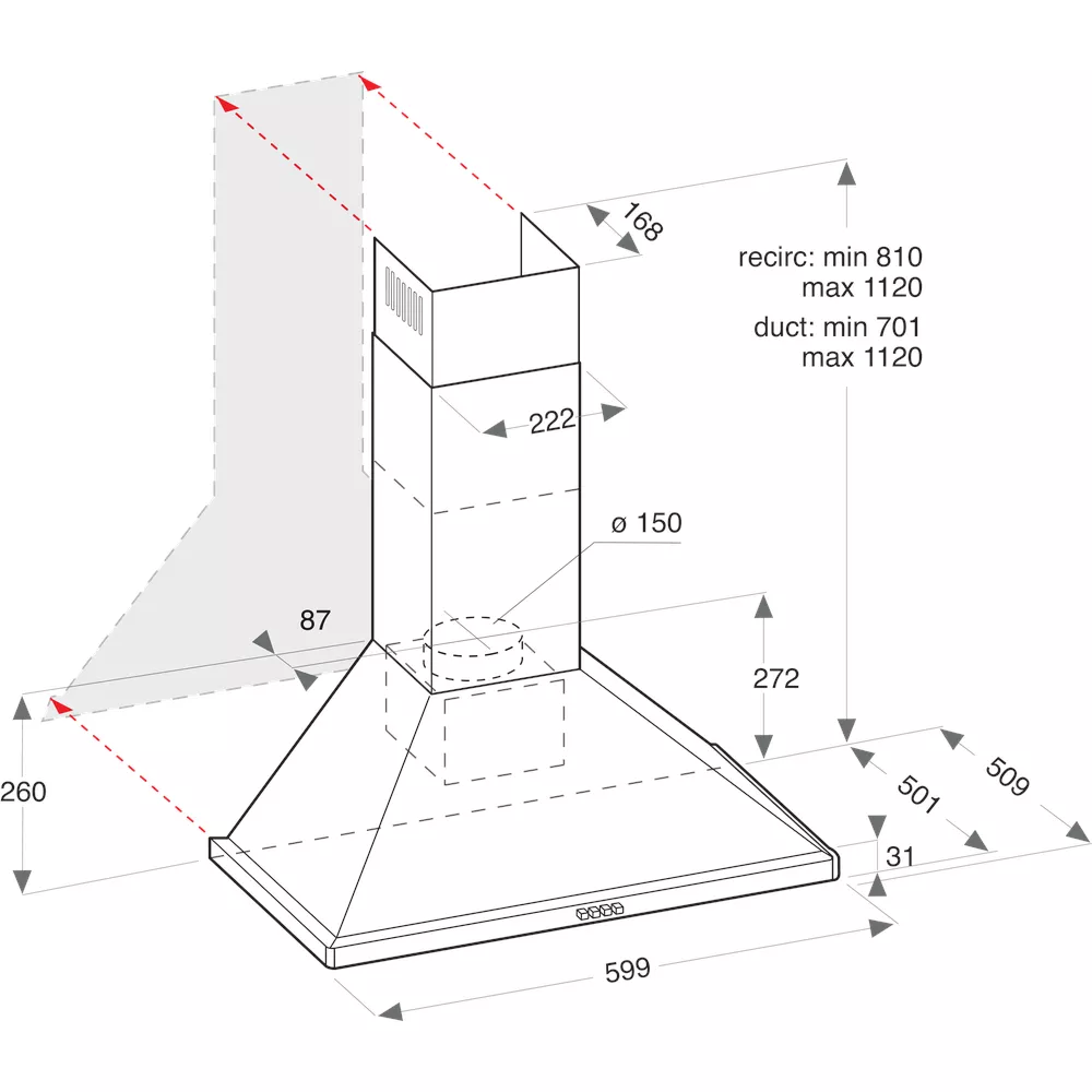 AHPN 6.4 AMX HOTTE ARISTON PYRAMID  60CM Inox - 1