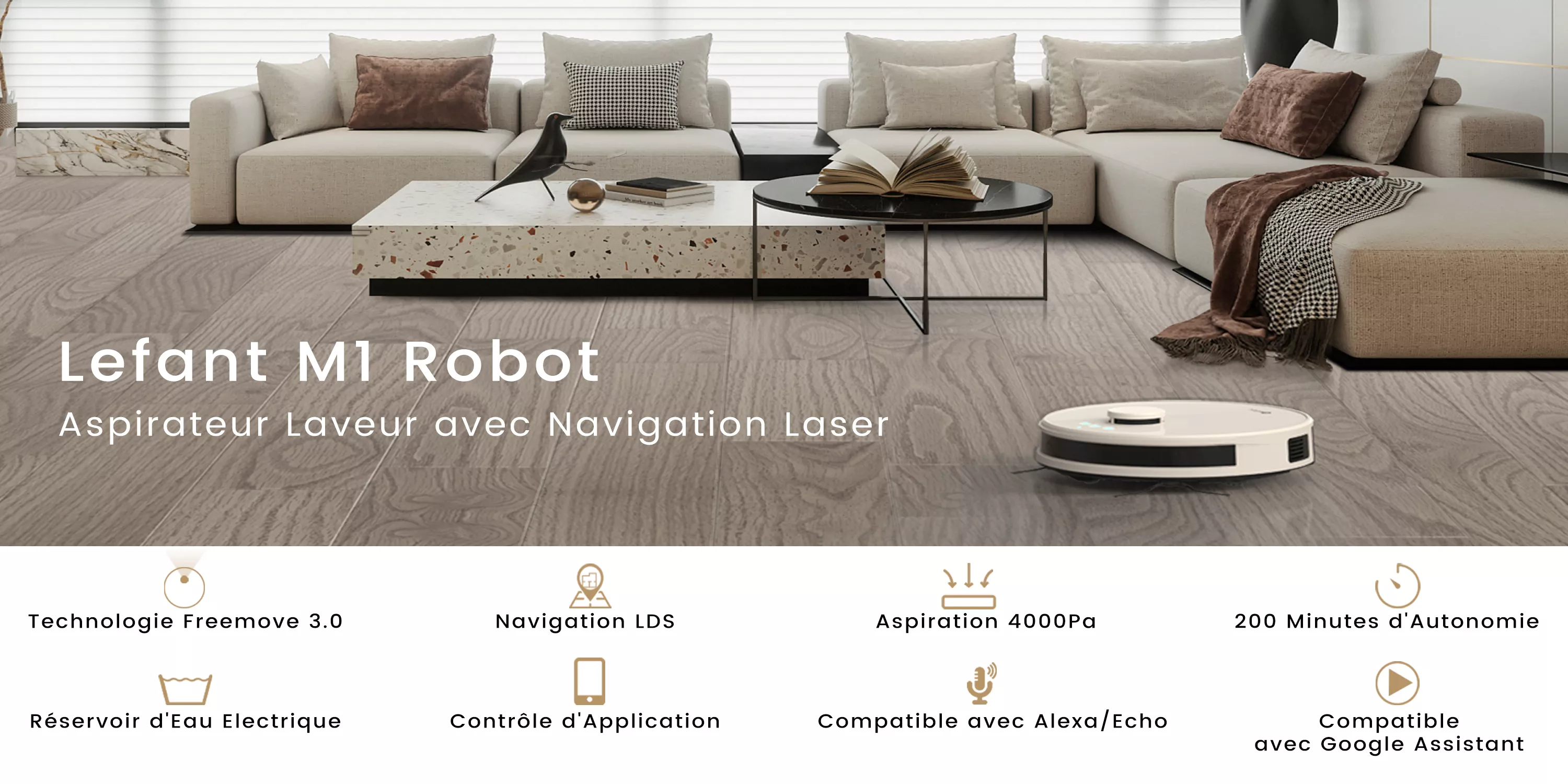 X2600 Aspirateur Robot Lefant M1 4000Pa WIFI Sol & Tapis - 6