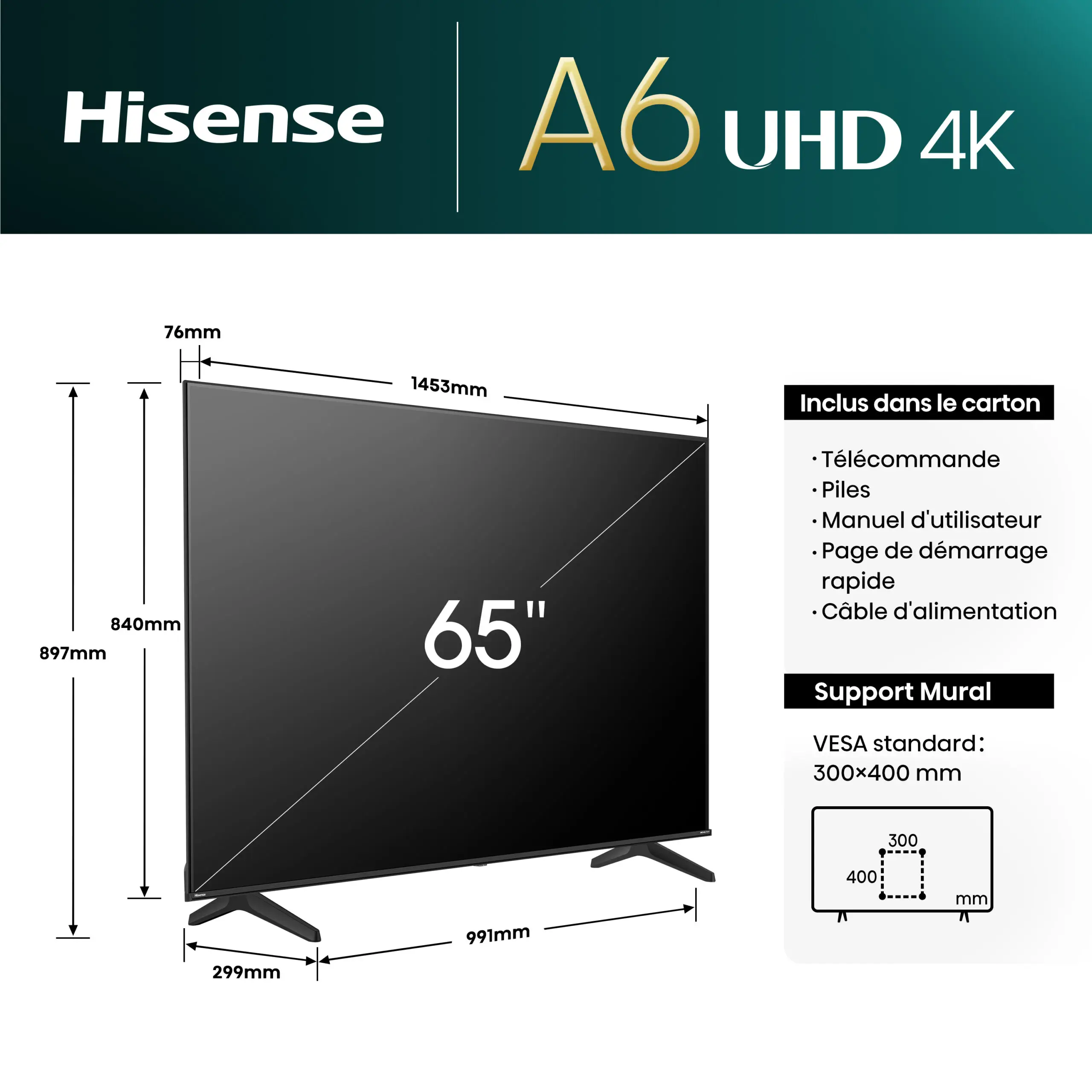 65A6N Televiseur Hisense 65 Série A6N Smart Tv 4K VIDAA - 5