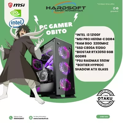 1712_PC GA PC GAMER OBITO INTEL I3-12100F RTX 3050 RAM 8GB - 0