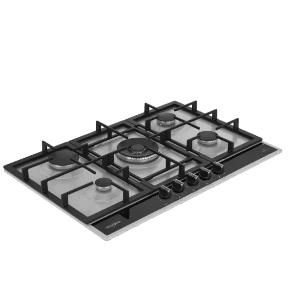 WHG75R522W2XBGDZ PLAQUE WHIRLPOOL 75cm Gaz-Gaz 5 FEUX NOIR INOX - 2