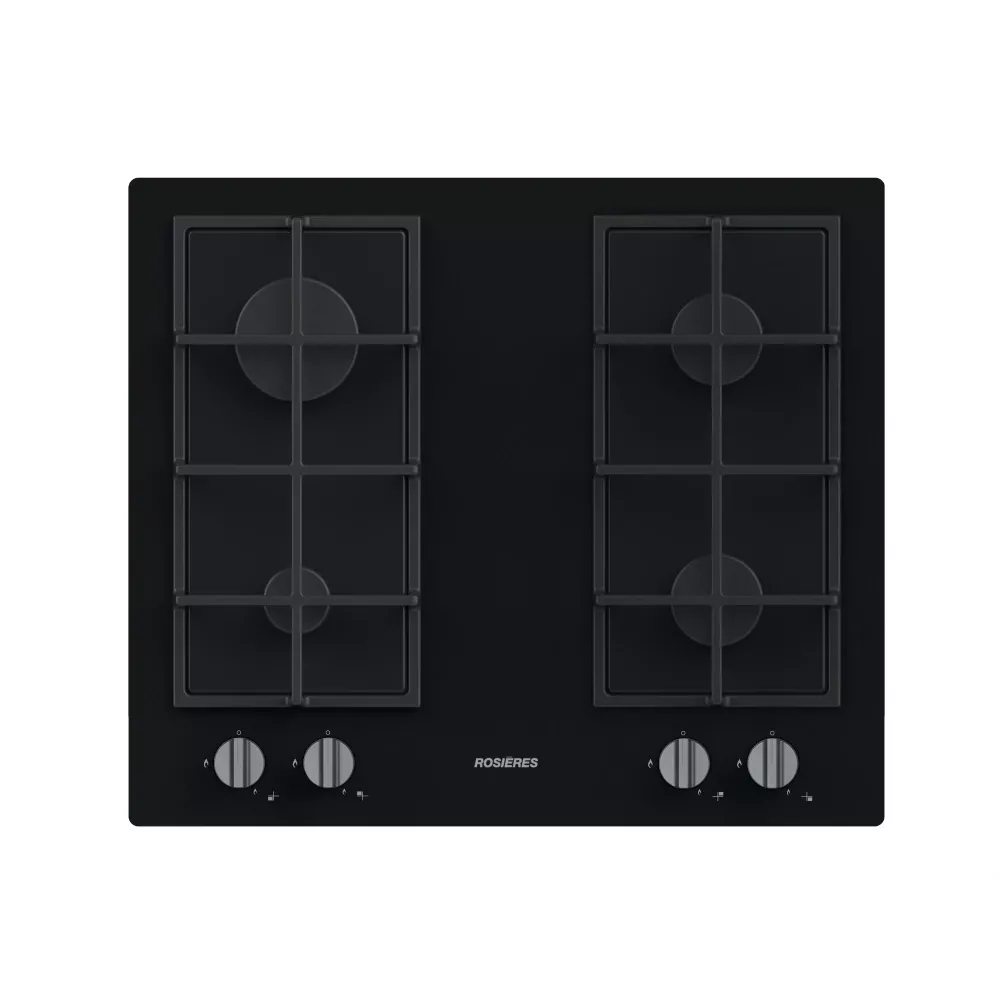 RVG63KB PLAQUE ROSIERE 60CM 4FEUX VERRE TREMPE NOIR - 0