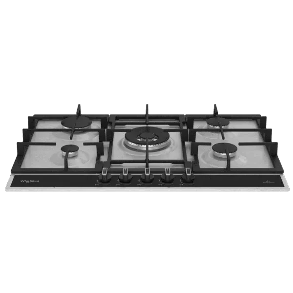 WHG75R522W2XBGDZ PLAQUE WHIRLPOOL 75cm Gaz-Gaz 5 FEUX NOIR INOX - 1