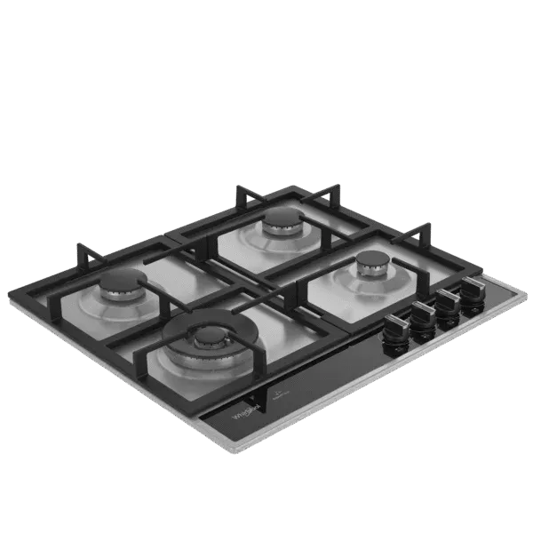 WHG60R422W2XBGDZ PLAQUE WHIRLPOOL 60cm Gaz-Gaz 4 FEUX NOIR INOX - 1