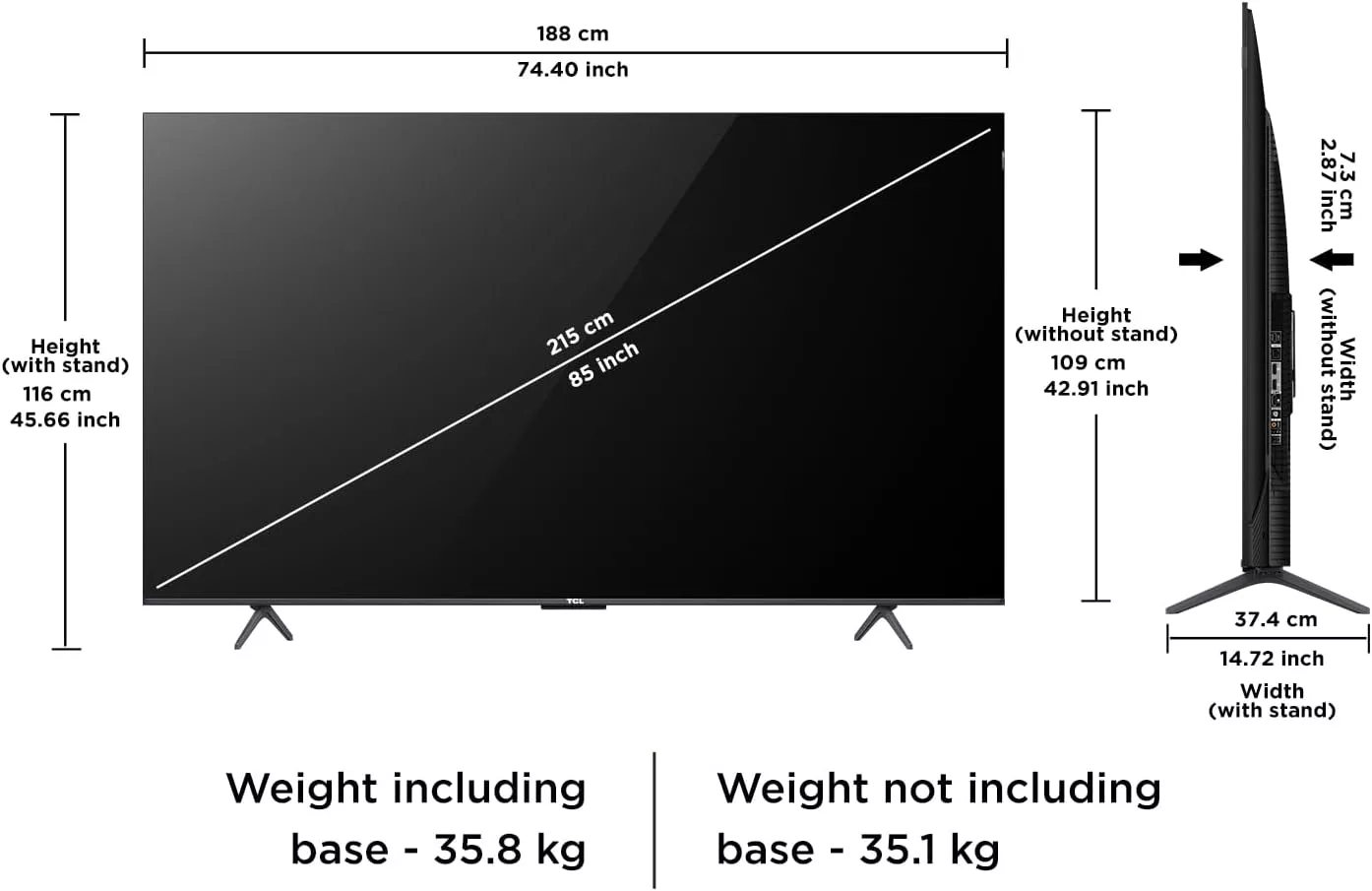 85C655 Téléviseur TCL 85 (215 cm) uHD 4k google tv 120Hz - 13