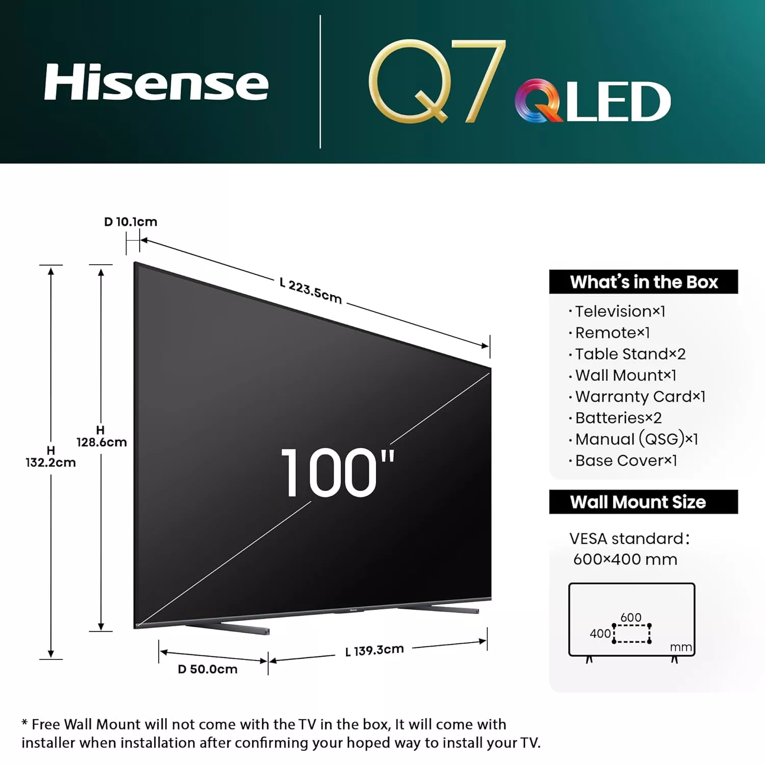 100Q7N Téléviseur hisense 100 qled 4k smart Vidaa144hz - 10