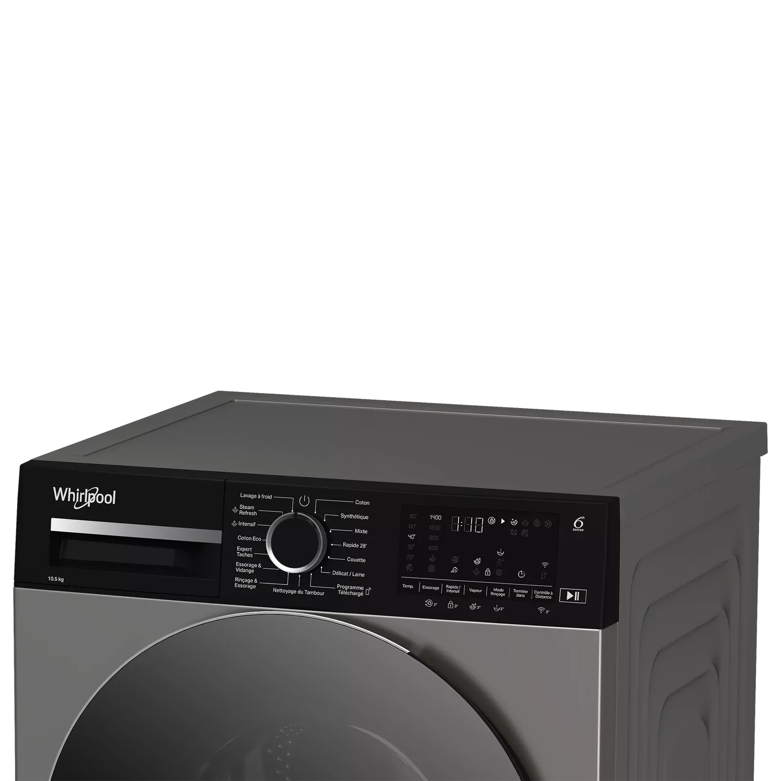 WFLG105143S Machine a laver Whirlpool 6 sense 10.5KG Inox Noir - 4