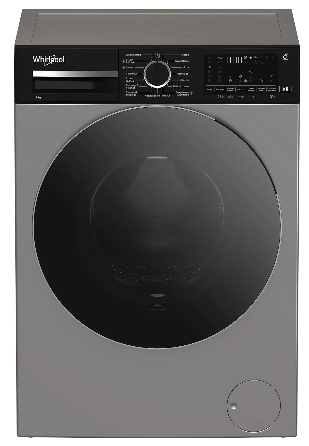 WFLG12143S Machine a laver Whirlpool 6 sense 12KG Inox Noir - 1
