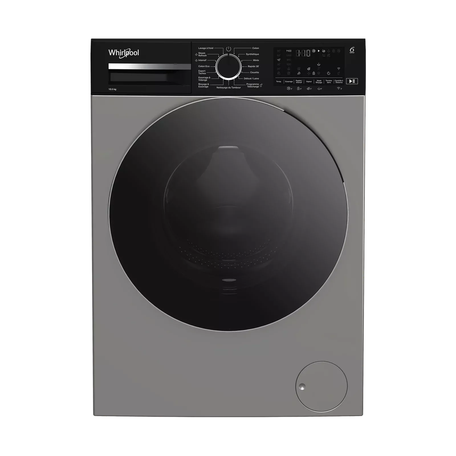 WFLG105143S Machine a laver Whirlpool 6 sense 10.5KG Inox Noir - 0
