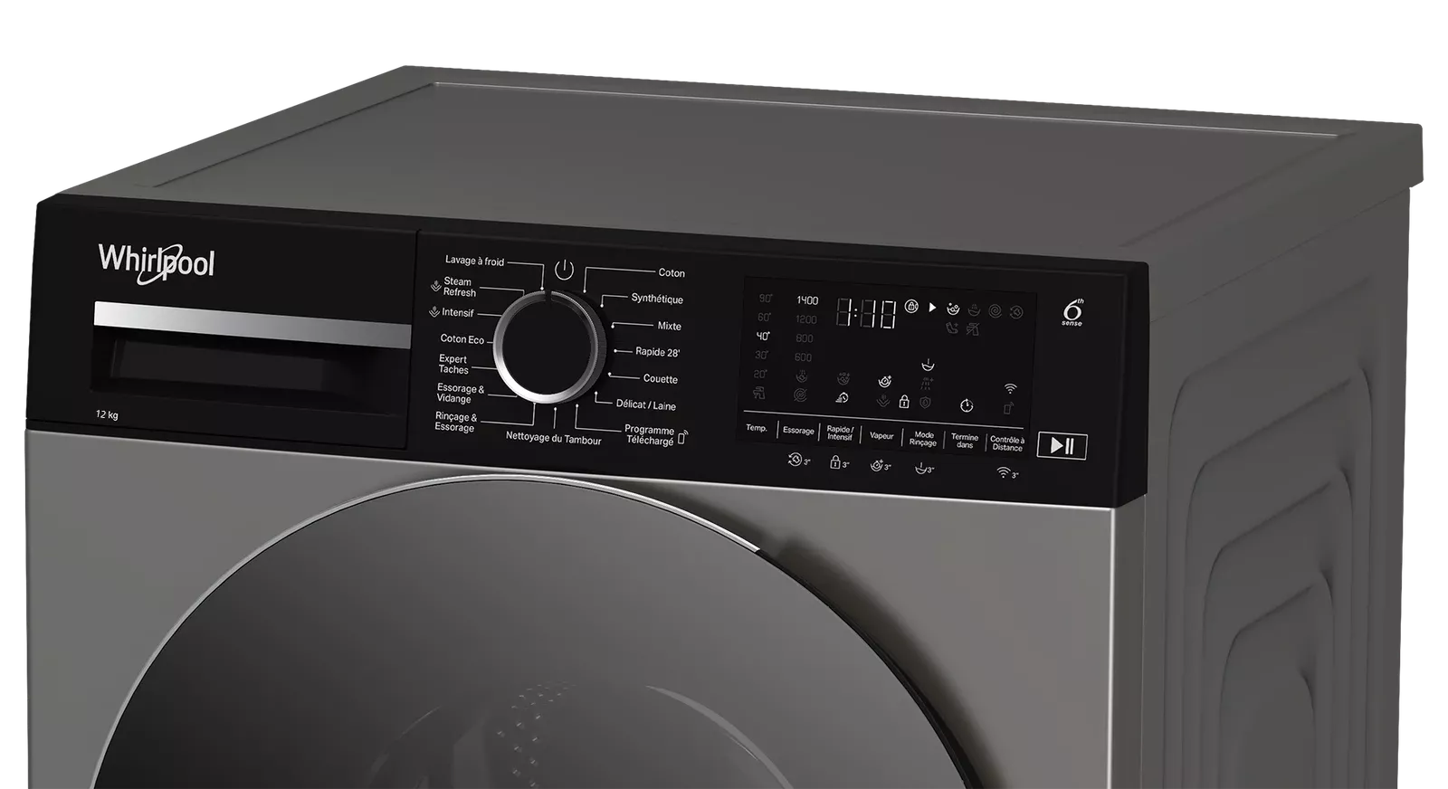 WFLG12143S Machine a laver Whirlpool 6 sense 12KG Inox Noir - 4