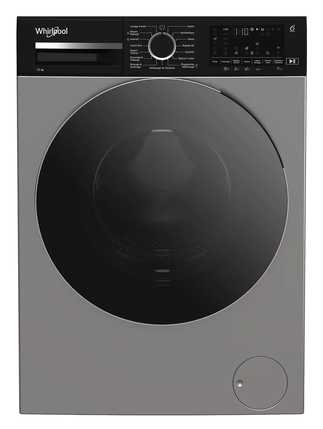WFLG12143S Machine a laver Whirlpool 6 sense 12KG Inox Noir - 0