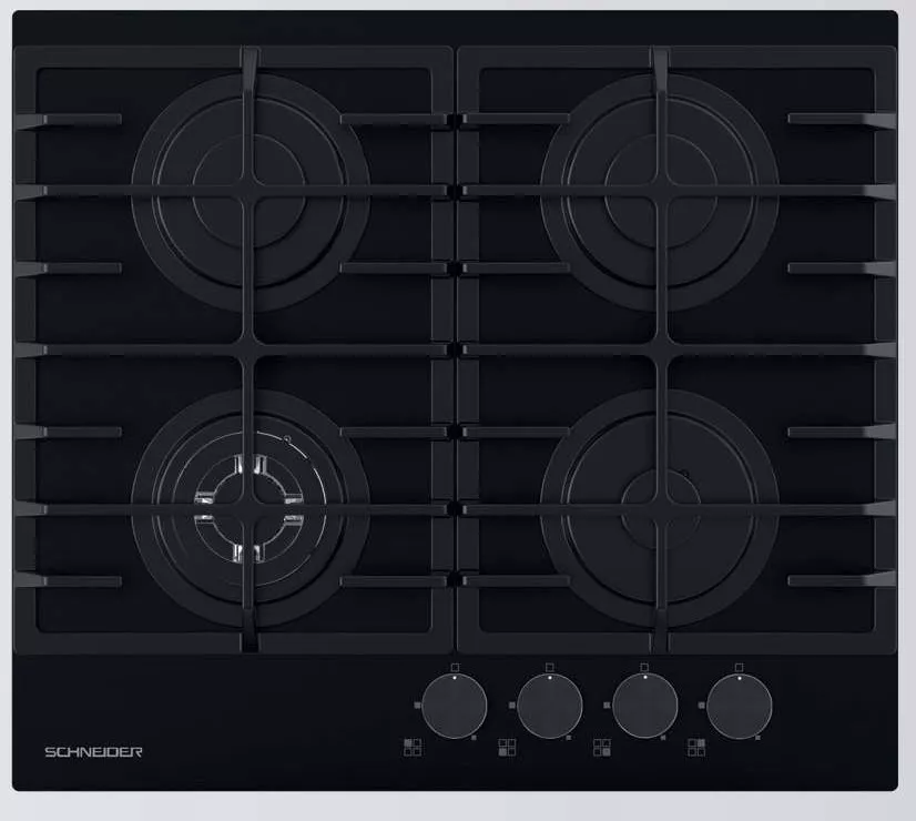 SCTG60VGBL Plaque Schneider gaz 60cm 5 Feux Inox Noir - 0