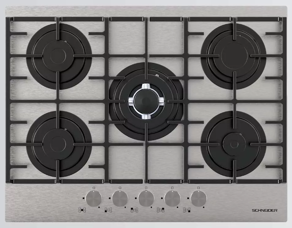 SCTG70VFIN Plaque Schneider 70cm Gaz 5 Feux Sabaf - 0