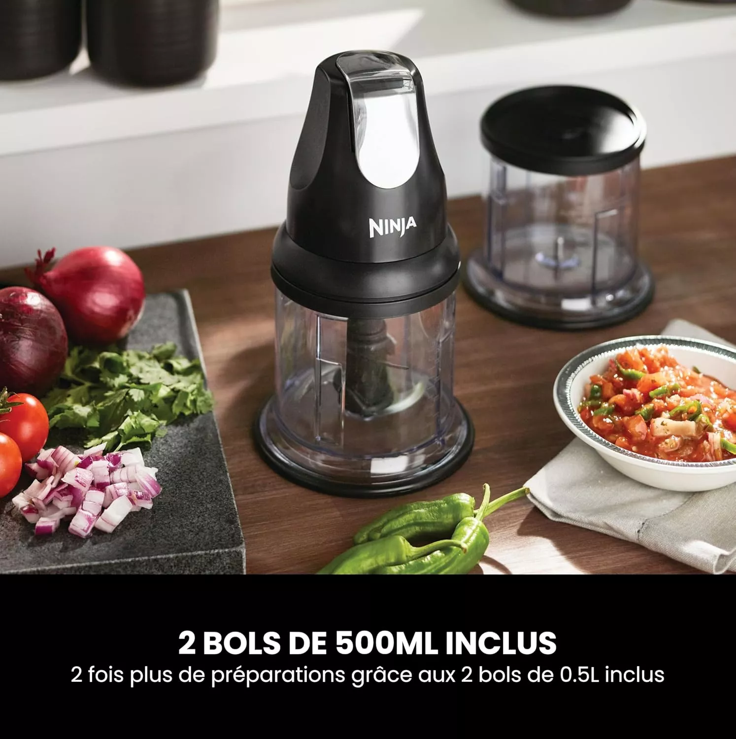 NJ1002 Mini-hachoir Ninja Professional 200W avec 2 bols - 6