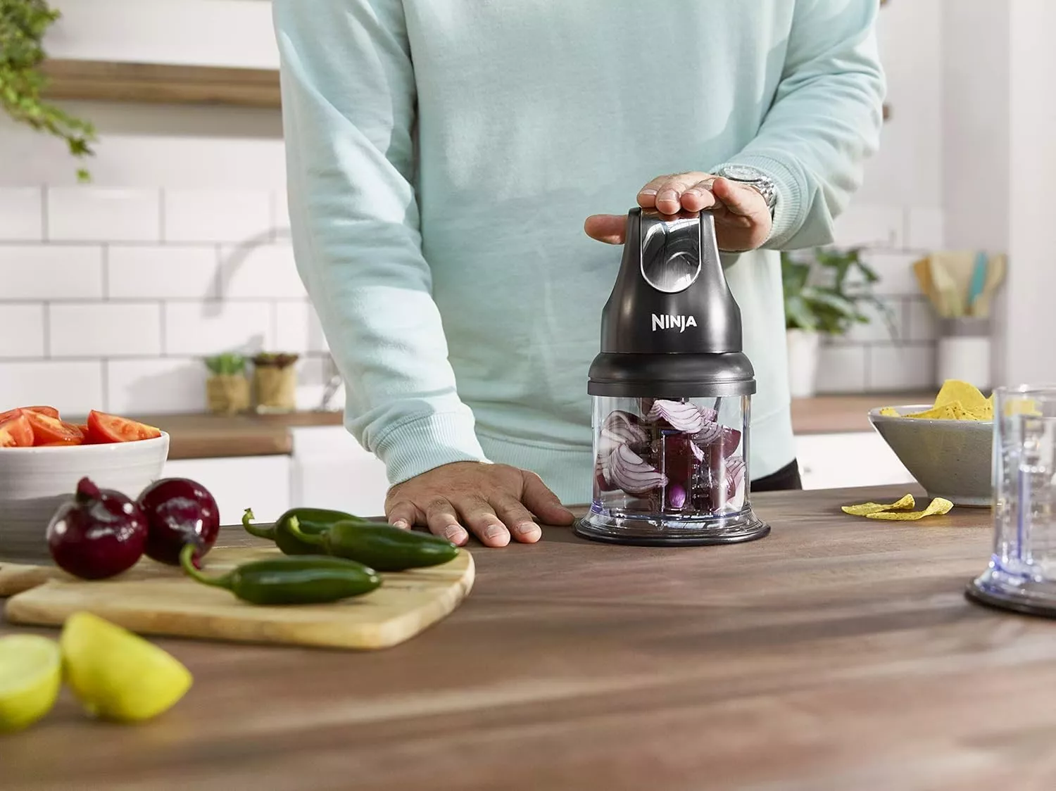 NJ1002 Mini-hachoir Ninja Professional 200W avec 2 bols - 12