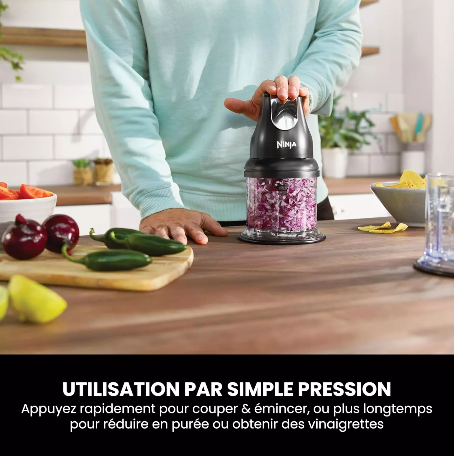 NJ1002 Mini-hachoir Ninja Professional 200W avec 2 bols - 7