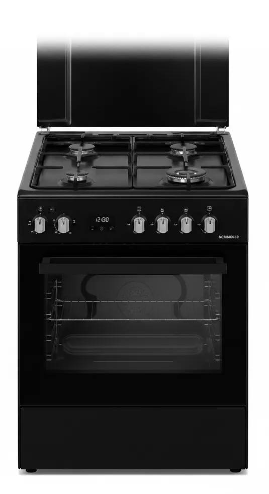 SCGE660FCB Cuisinière Schneider 4 Feux Matt Noir Four Gaz - 0