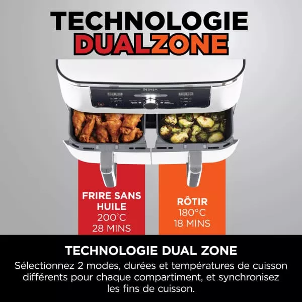 AF400EUWH Friteuse Air Fryer Ninja Double Bac XL 9.5L 6en1 - 9