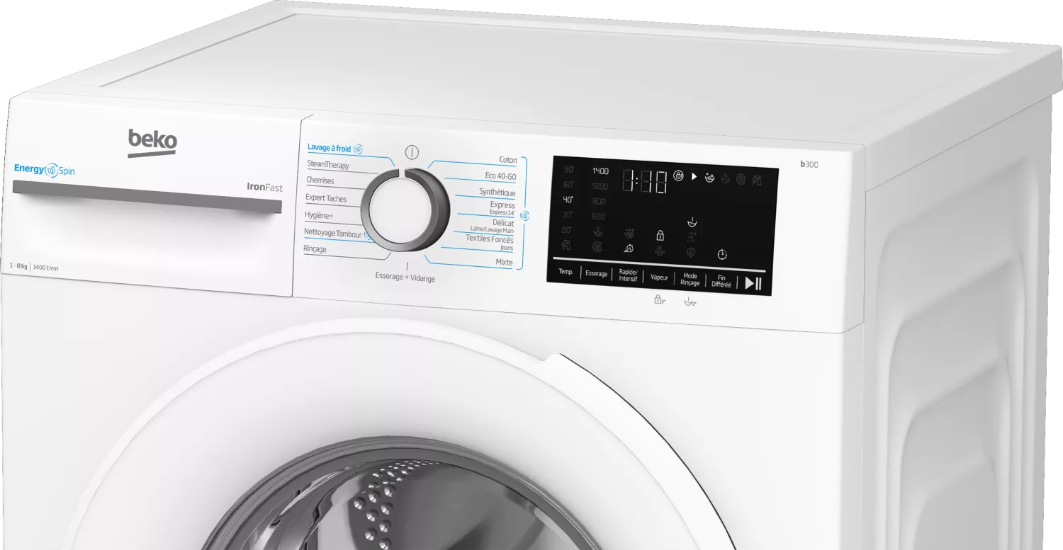 BM3WFU48400 MACHINE A LAVER BEKO 8KG 1400Tr EnergySpin Vapeur - 5