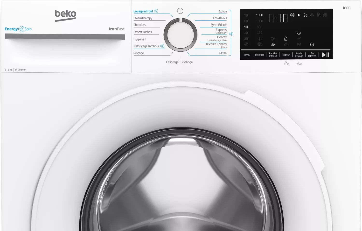 BM3WFU48400 MACHINE A LAVER BEKO 8KG 1400Tr EnergySpin Vapeur - 4