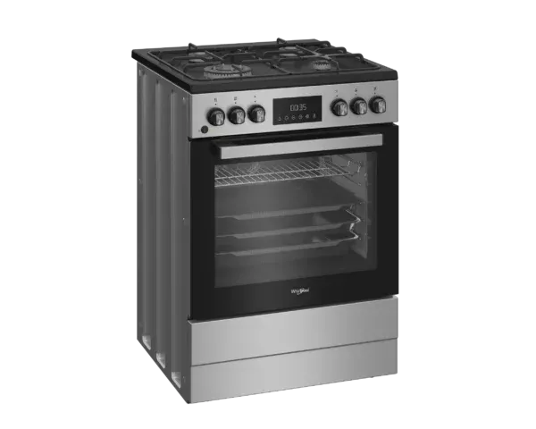 WR60EG831227XDZ Cuisinière Whirlpool Gaz 60cm 4 Feux Four Elc Inox - 1