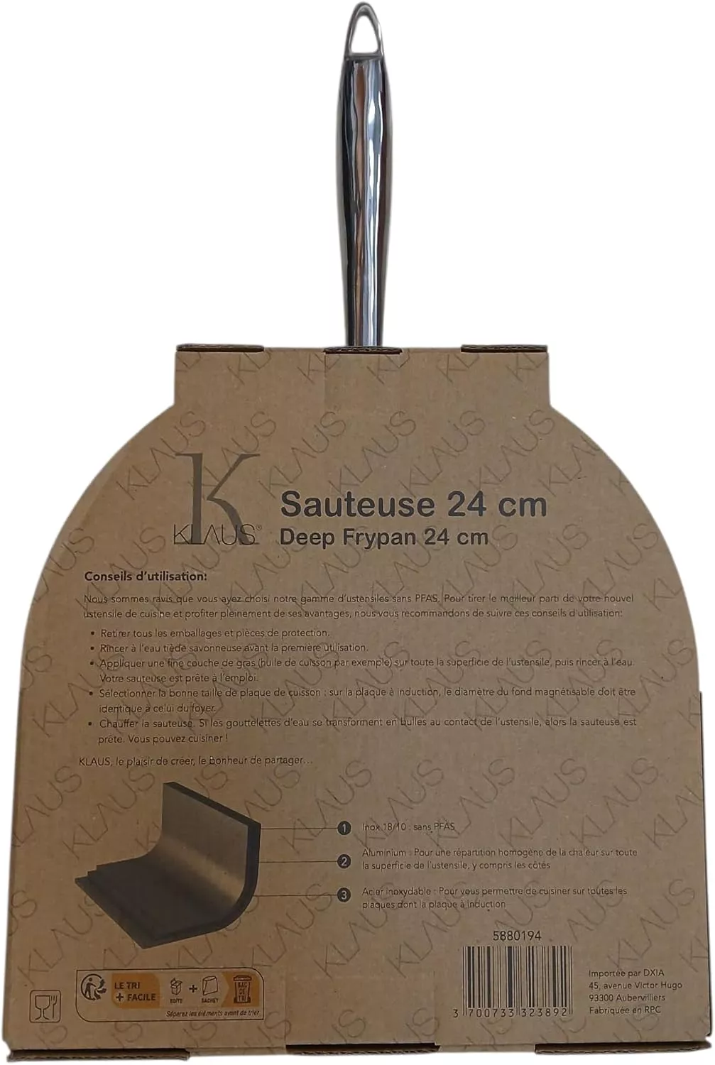 5880194 Sauteuse KLAUS Inox 24cm avec Couvercle Verre - 7