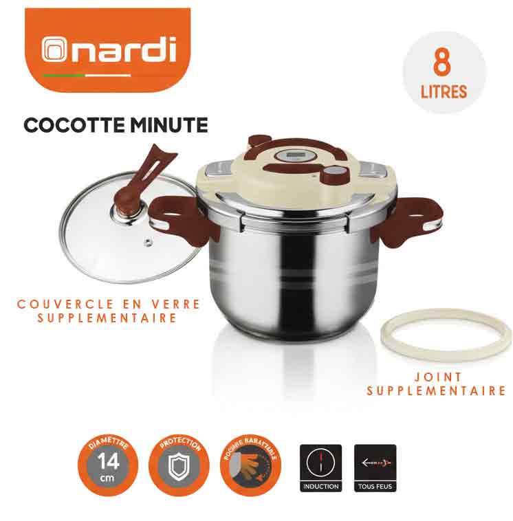 NPCM811XR Cocotte Minute 8L Inox Induction & Couvert+ Joint - 1