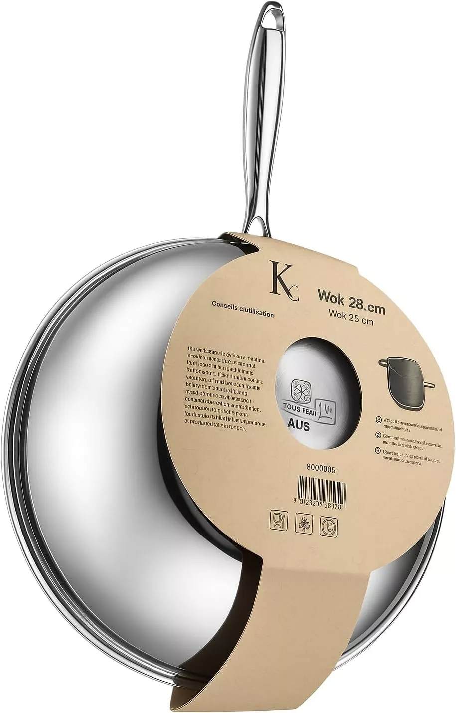 8800005 Poele Wok KLAUS 28 cm Inox - 7