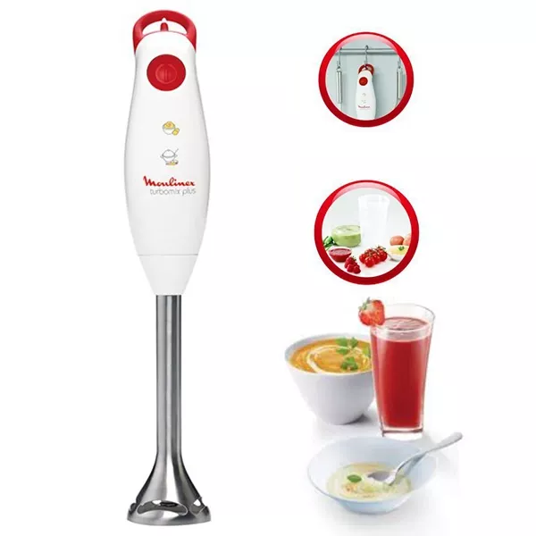DD1011 Mixeur a Bras Moulinex Turbomix 350W Blanc & Rouge - 1