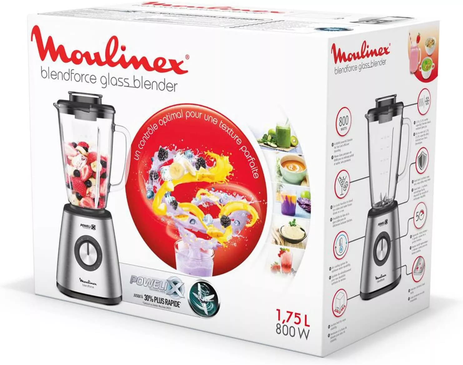 LM439D10 Blender Moulinex Blendforce 2 Inox 800W Bol Verre - 10