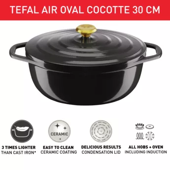 E2558955 Cocotte Tajin Tefal Air Ovale 30 cm en Fonte Allum - 2