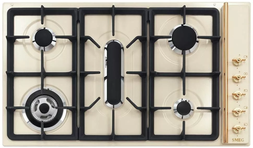 SR809PGB3 Plaque gaz SMEG Victoria 90cm 5 Feux Crème - 0